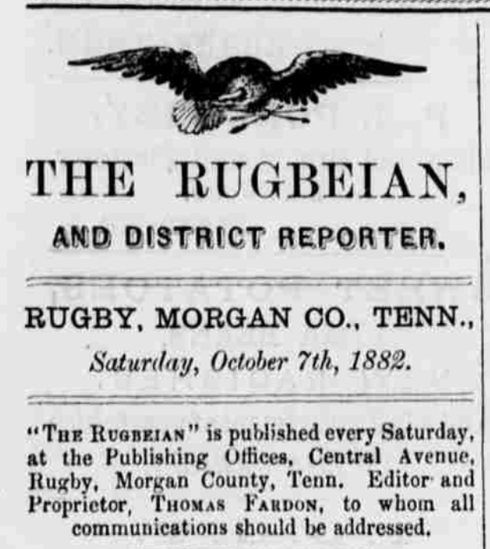 A snippet of the old newspaper &#039;The Rugbeian and District Reporter' from Oct 7, 1882